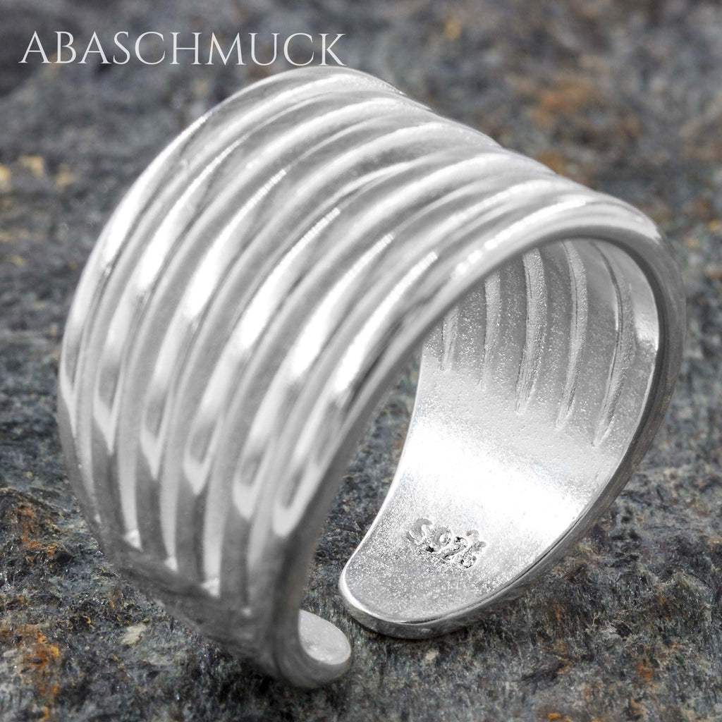 Verstellbarer Ring Silber 925 – moderner Bandring offen Silberring für Damen