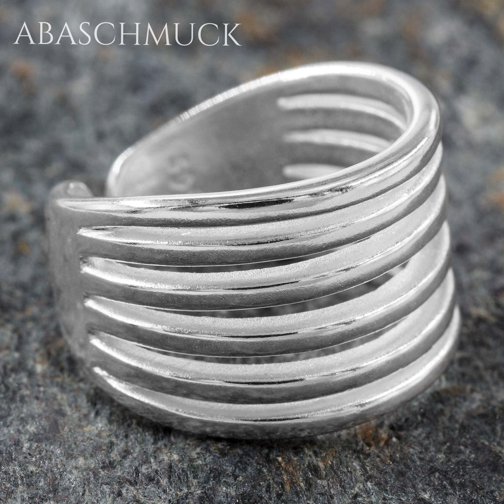 Verstellbarer Ring Silber 925 – moderner Bandring offen Silberring für Damen