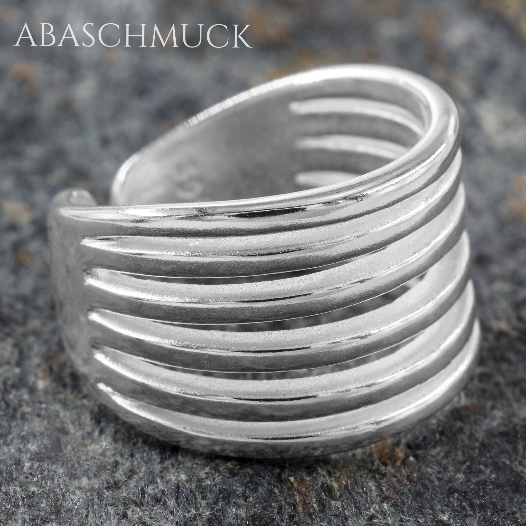 Verstellbarer Ring Silber 925 – moderner Bandring offen Silberring für Damen