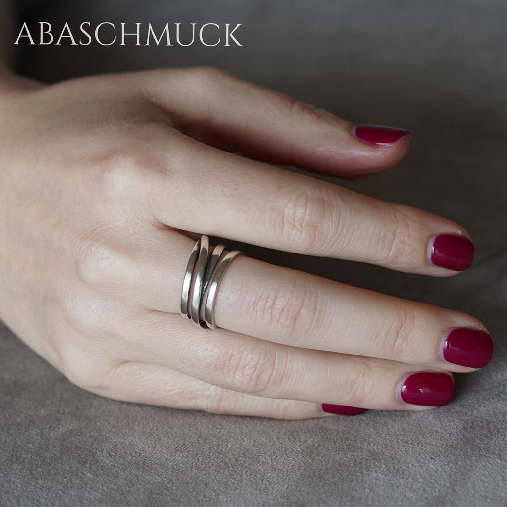 Verstellbarer Ring Silber 925 – stilvoller Bandring offen Silberring für Damen