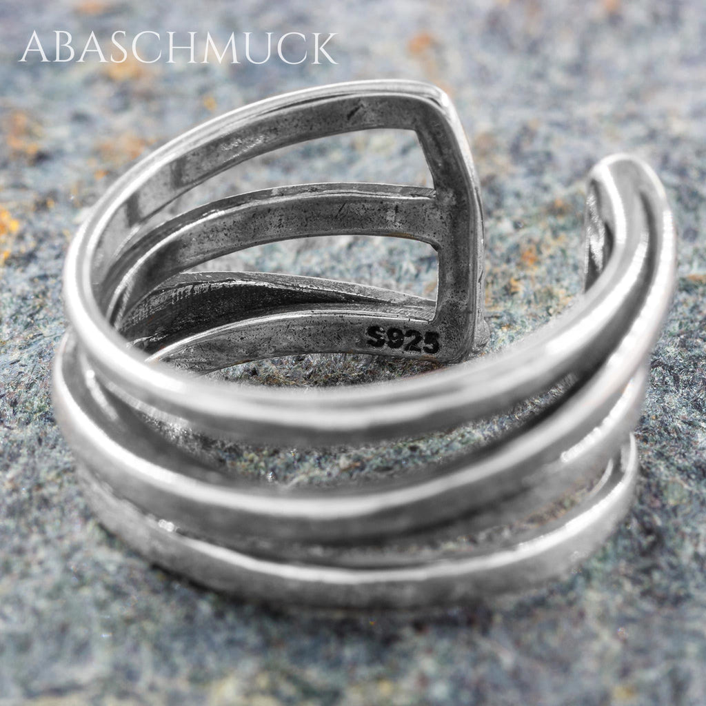 Verstellbarer Ring Silber 925 – stilvoller Bandring offen Silberring für Damen