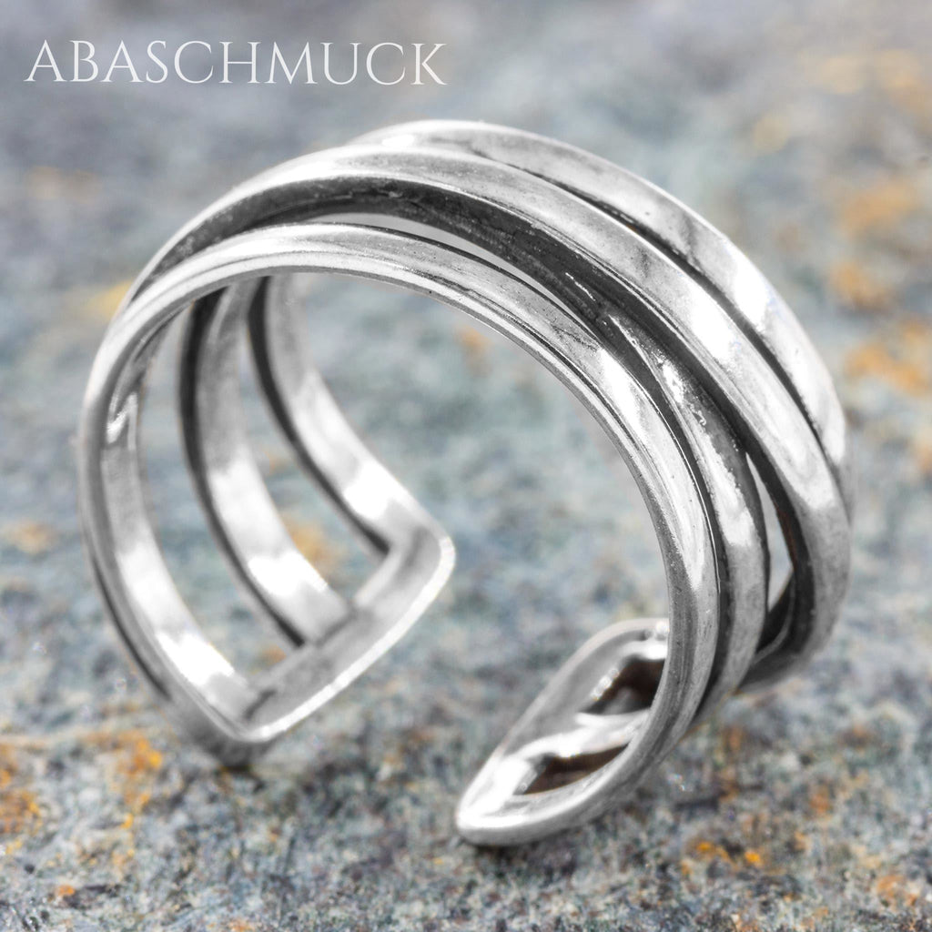 Verstellbarer Ring Silber 925 – stilvoller Bandring offen Silberring für Damen