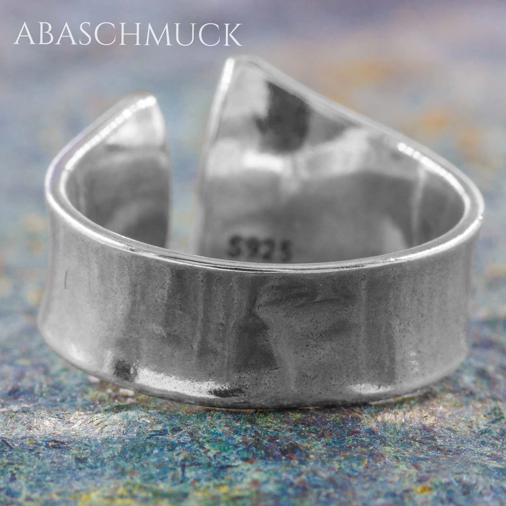Verstellbarer Ring Silber 925 – moderner Bandring offen Silberring mit organischer Form