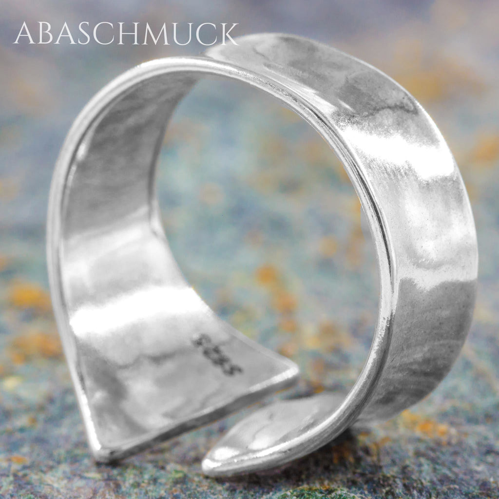 Verstellbarer Ring Silber 925 – moderner Bandring offen Silberring mit organischer Form