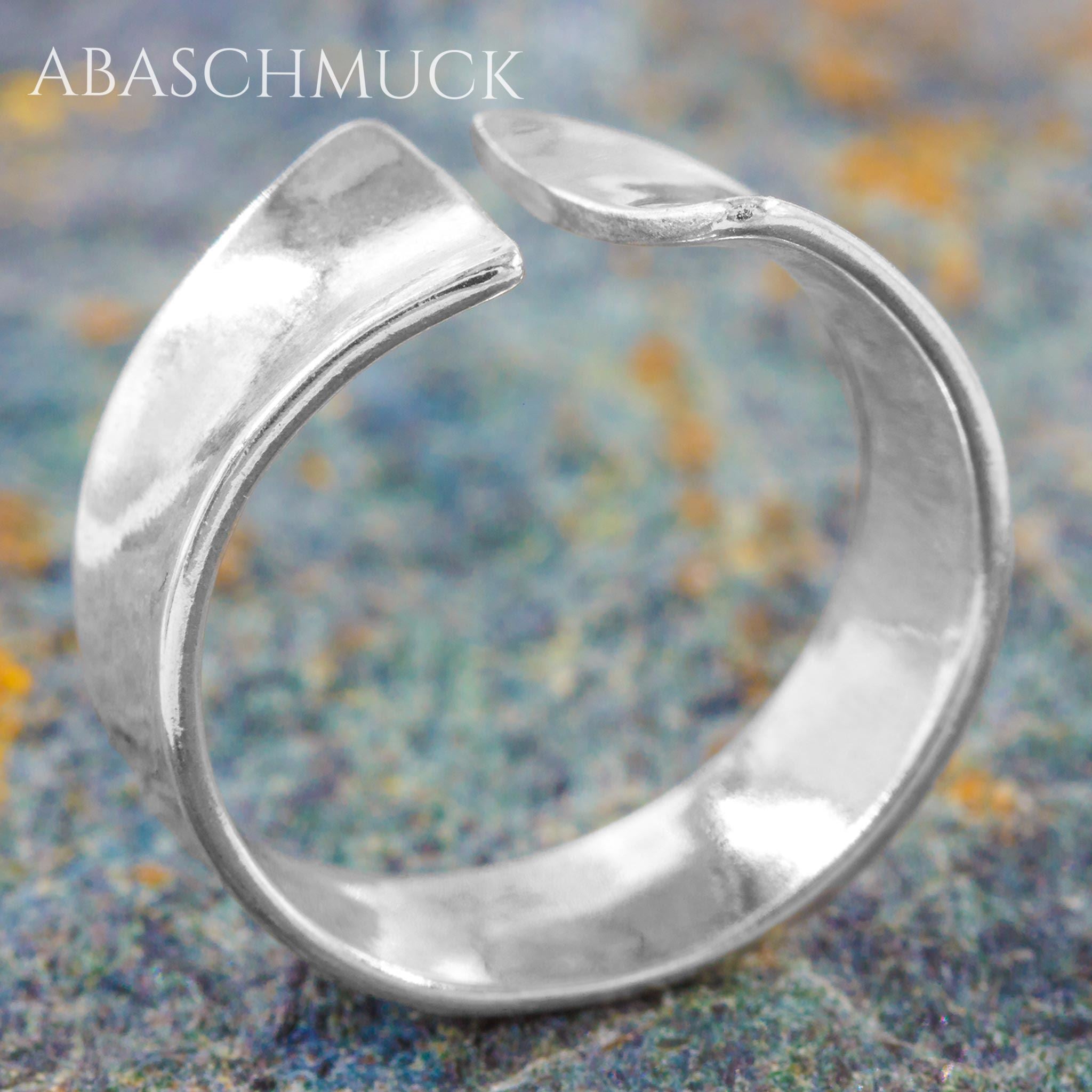 Verstellbarer Ring Silber 925 – moderner Bandring offen Silberring mit organischer Form