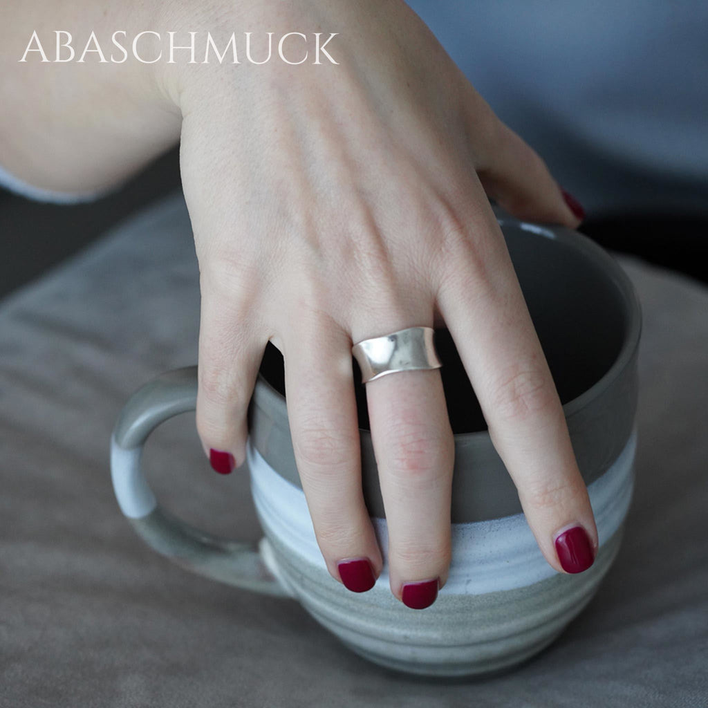 Verstellbarer Ring Silber 925 – moderner Bandring offen Silberring unisex