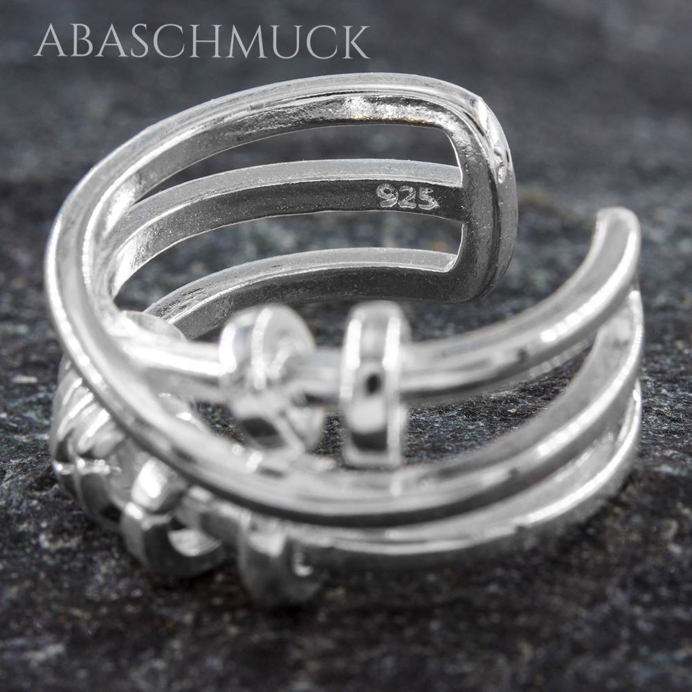Rückansicht des verstellbaren Silberrings 925 mit sichtbarem 925-Stempel.