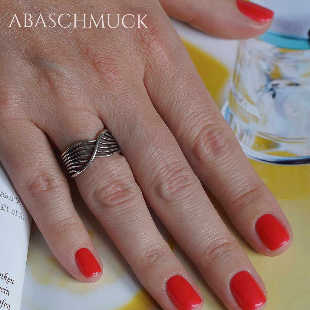 Verstellbarer Ring Silber 925 – eleganter Bandring offen Silberring für Damen