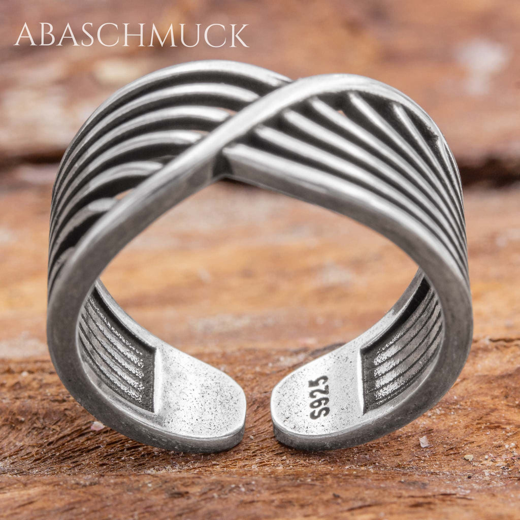 Verstellbarer Ring Silber 925 – eleganter Bandring offen Silberring für Damen