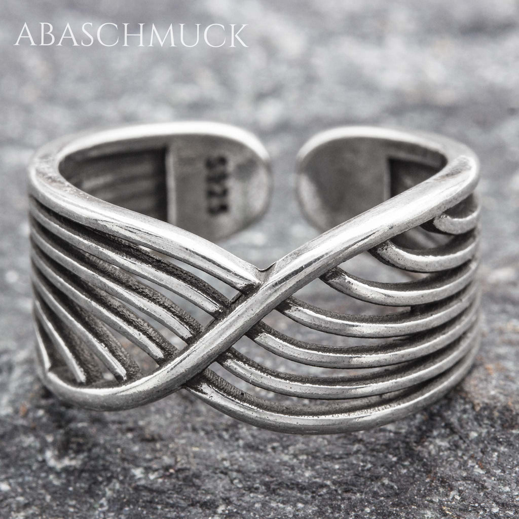 Verstellbarer Ring Silber 925 – eleganter Bandring offen Silberring für Damen