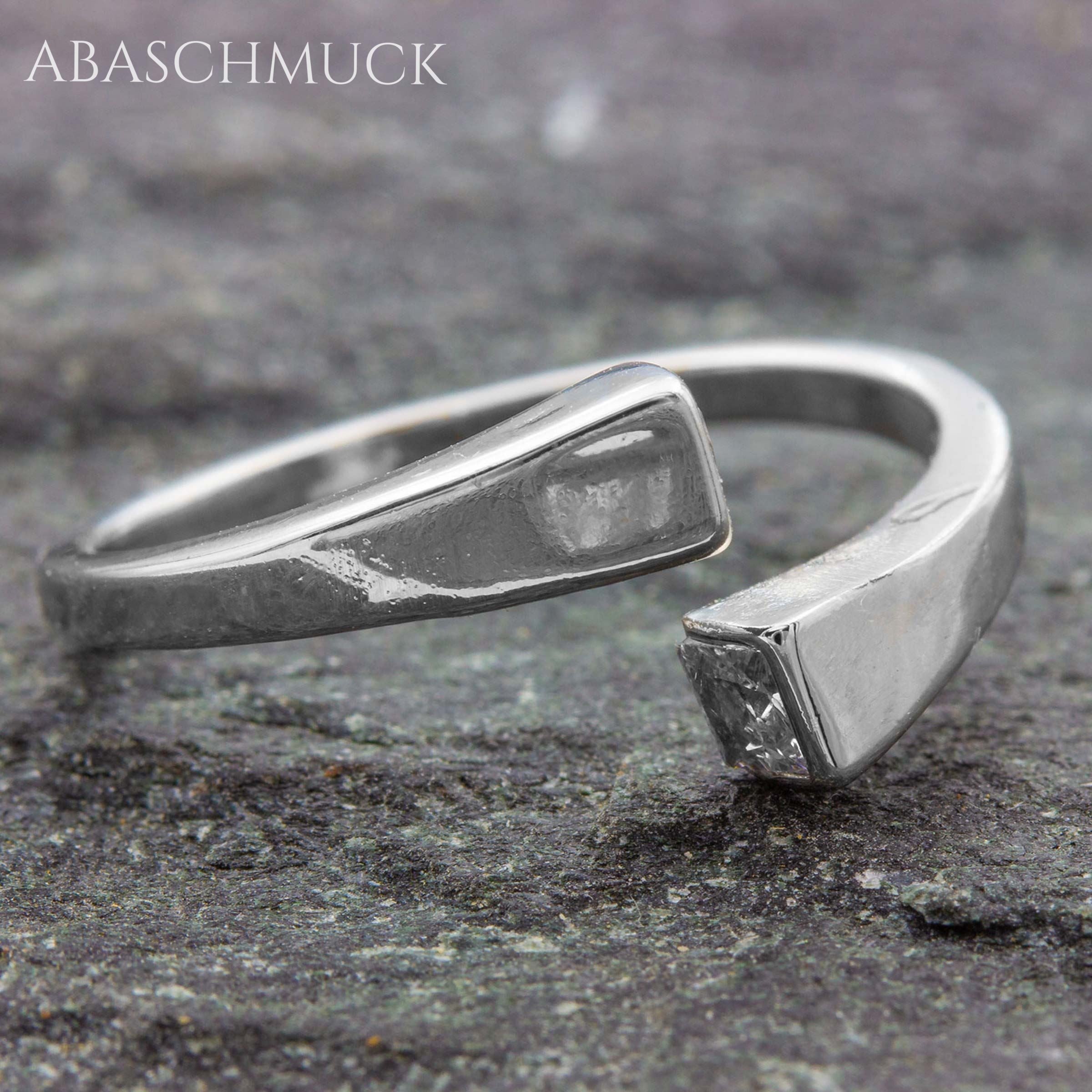 Verstellbarer Ring Silber 925 – moderner Bandring offen Silberring mit Zirkonia