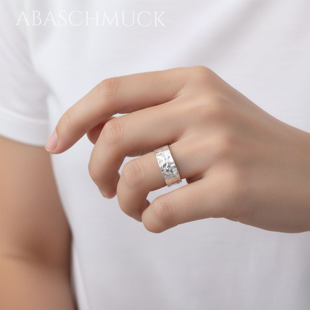 Verstellbarer Ring Bandring offen Silberring – strukturierter Designring in modernem Stil