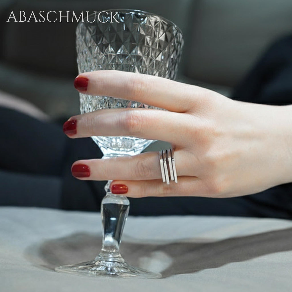 Verstellbarer Ring Silber 925 – moderner Bandring offen Silberring mit Struktur