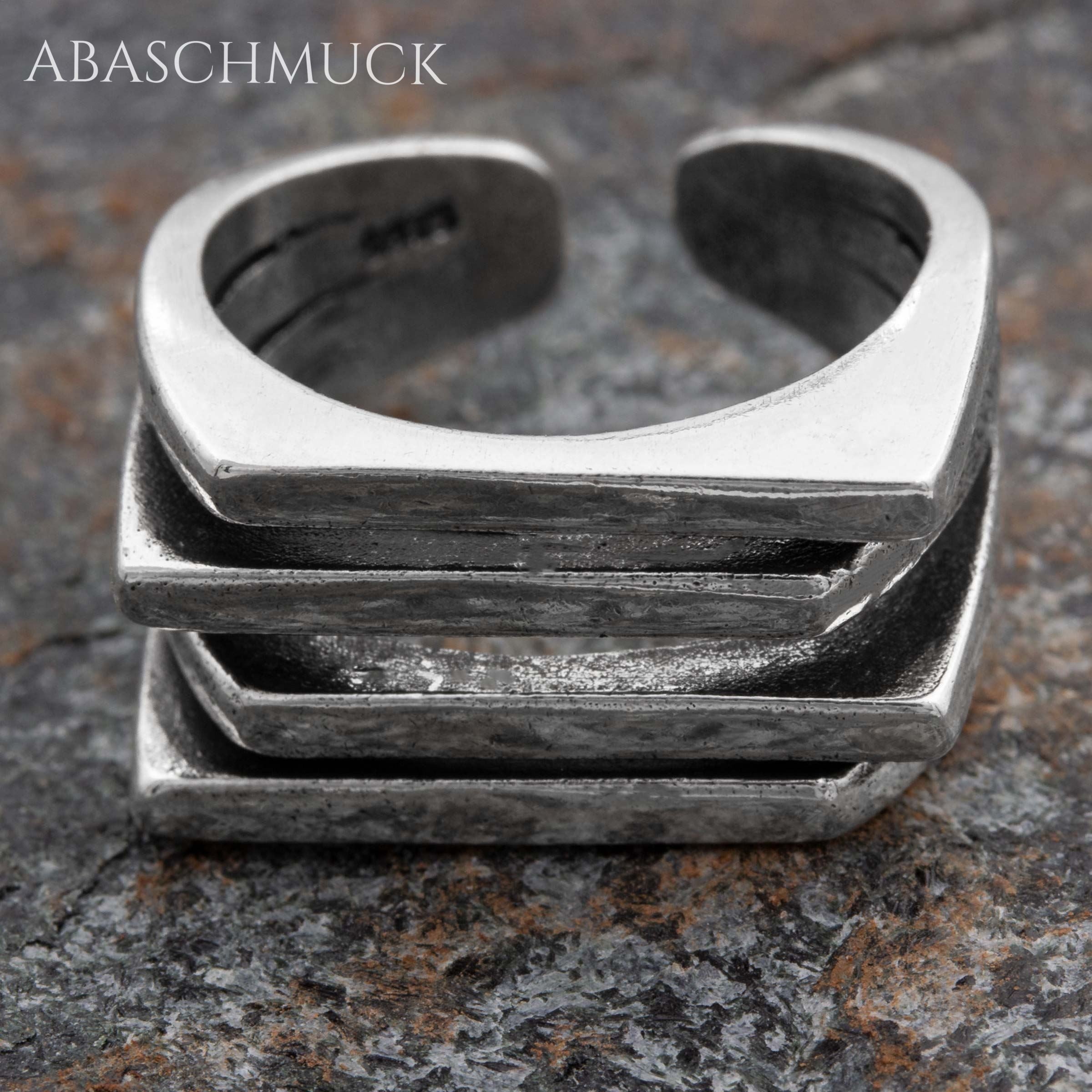 Verstellbarer Ring Silber 925 – moderner Bandring offen Silberring mit Struktur