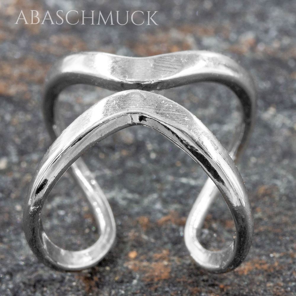 Minimalistischer geschwungener Silberring 925 in offener Silhouette.