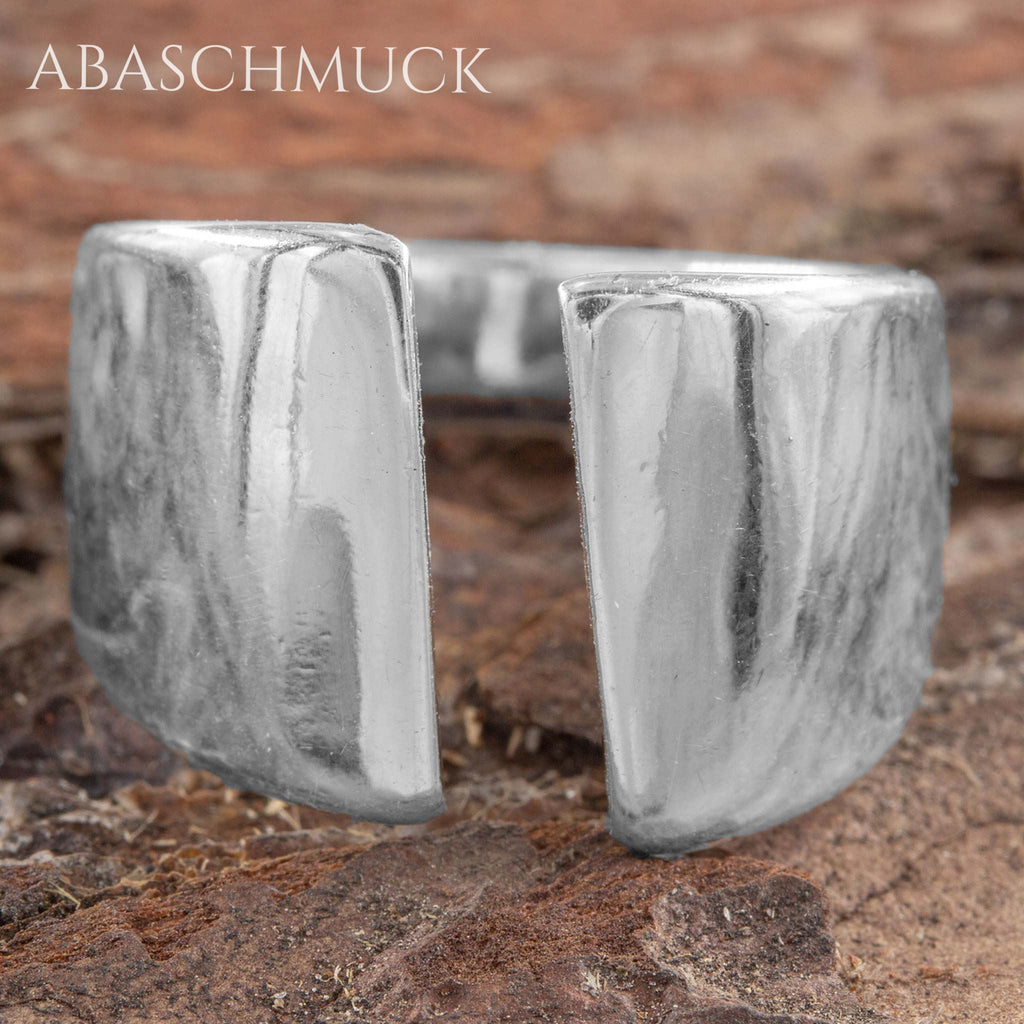 Verstellbarer Ring Silber 925 – breiter Bandring offen Silberring mit Glanzfinish