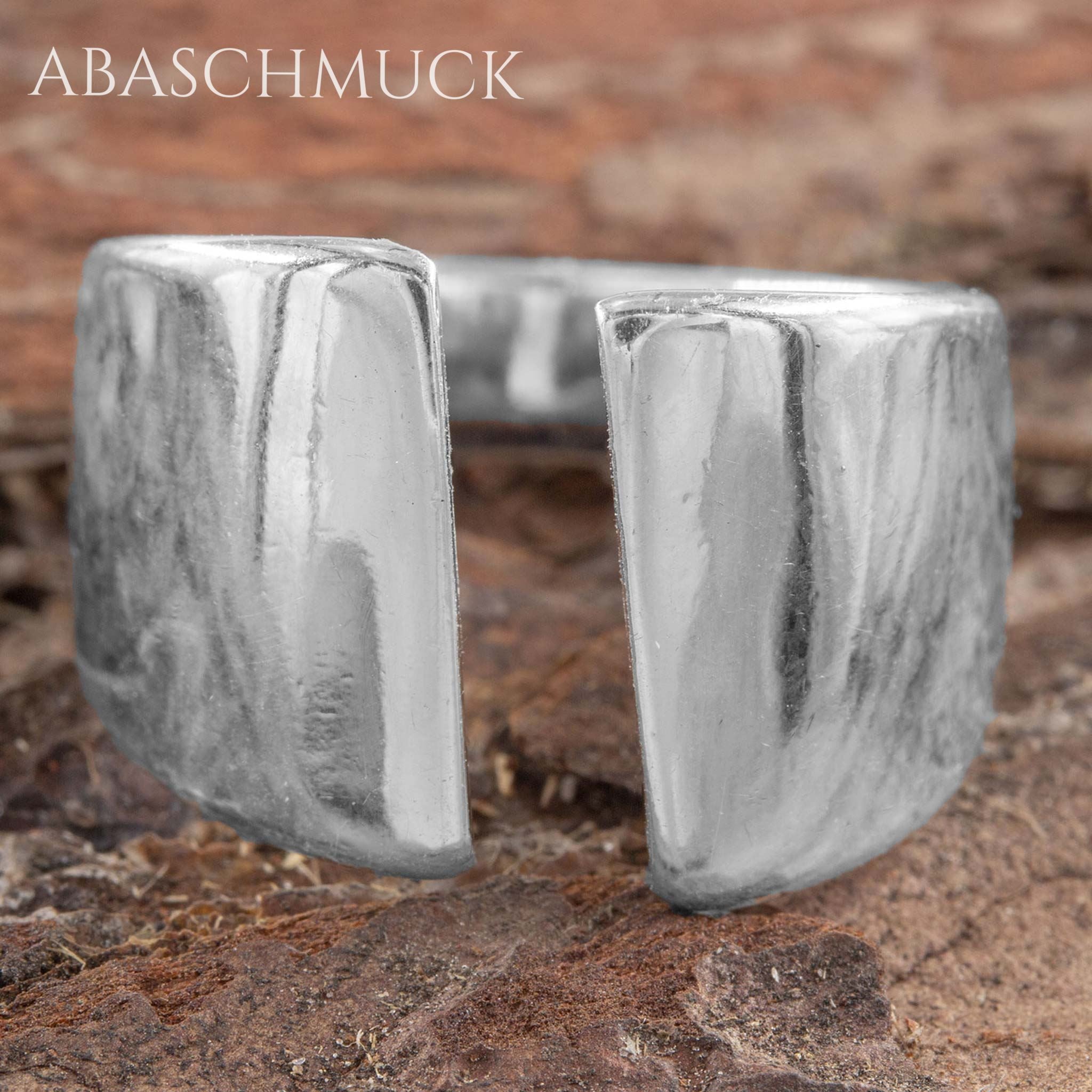 Verstellbarer Ring Silber 925 – breiter Bandring offen Silberring mit Glanzfinish