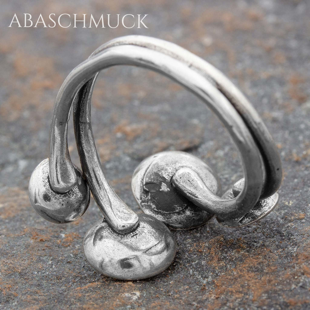 Verstellbarer Ring Silber 925 – außergewöhnlicher Bandring offen Silberring mit Kugelmotiv