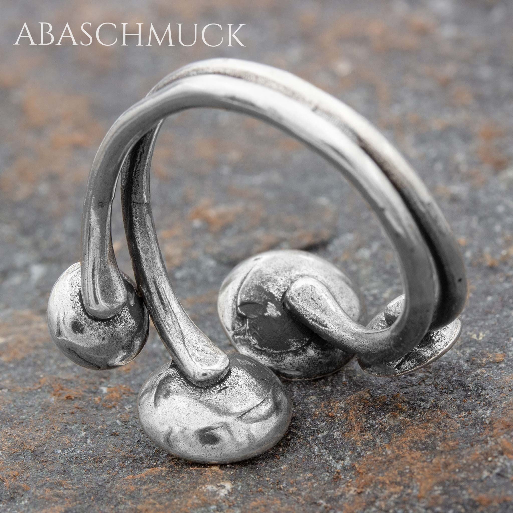 Verstellbarer Ring Silber 925 – außergewöhnlicher Bandring offen Silberring mit Kugelmotiv