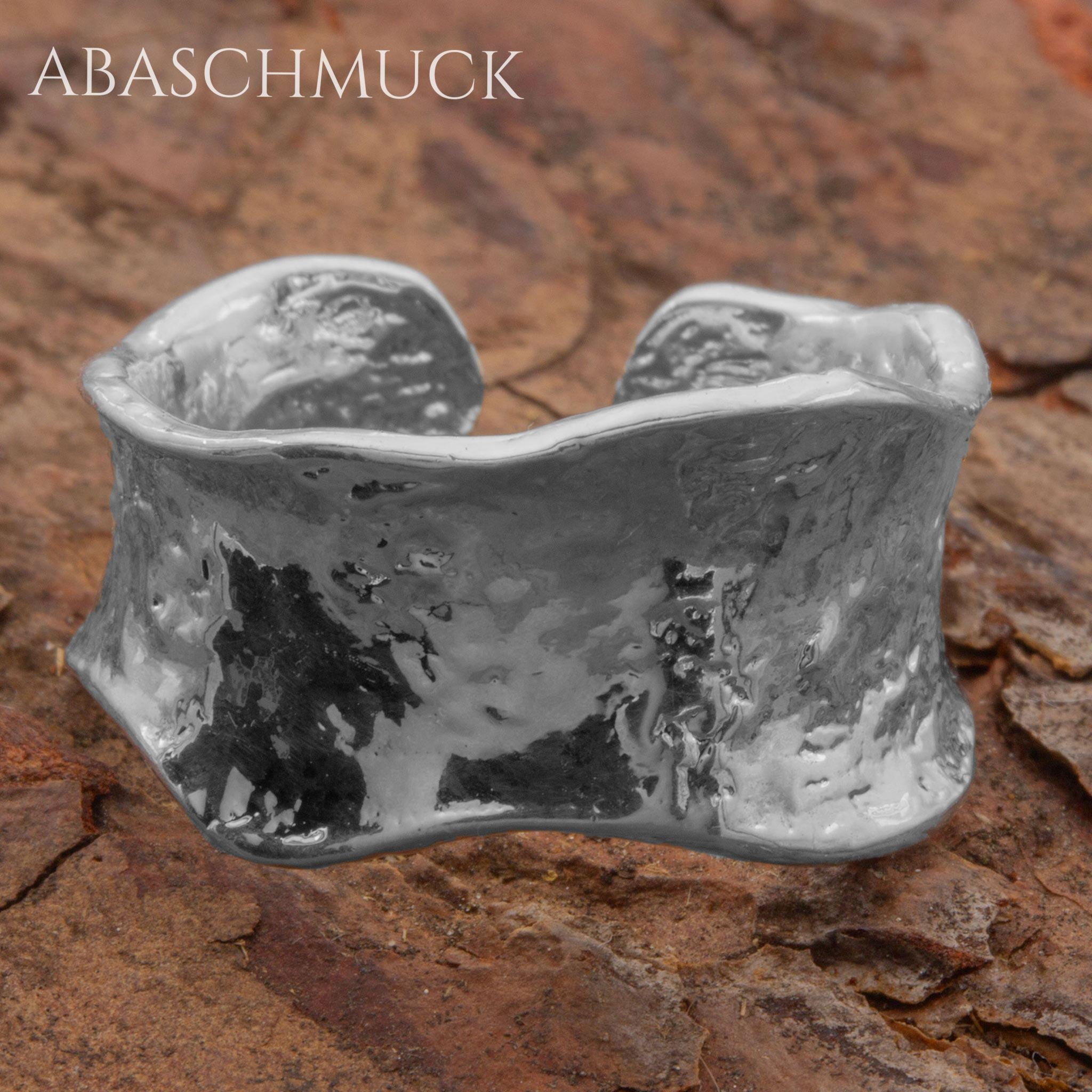 Verstellbarer Ring Silber 925 – strukturierter Bandring offen Silberring mit organischer Form